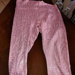NWOT Fabeltics Pink Metallic Workout Leggings